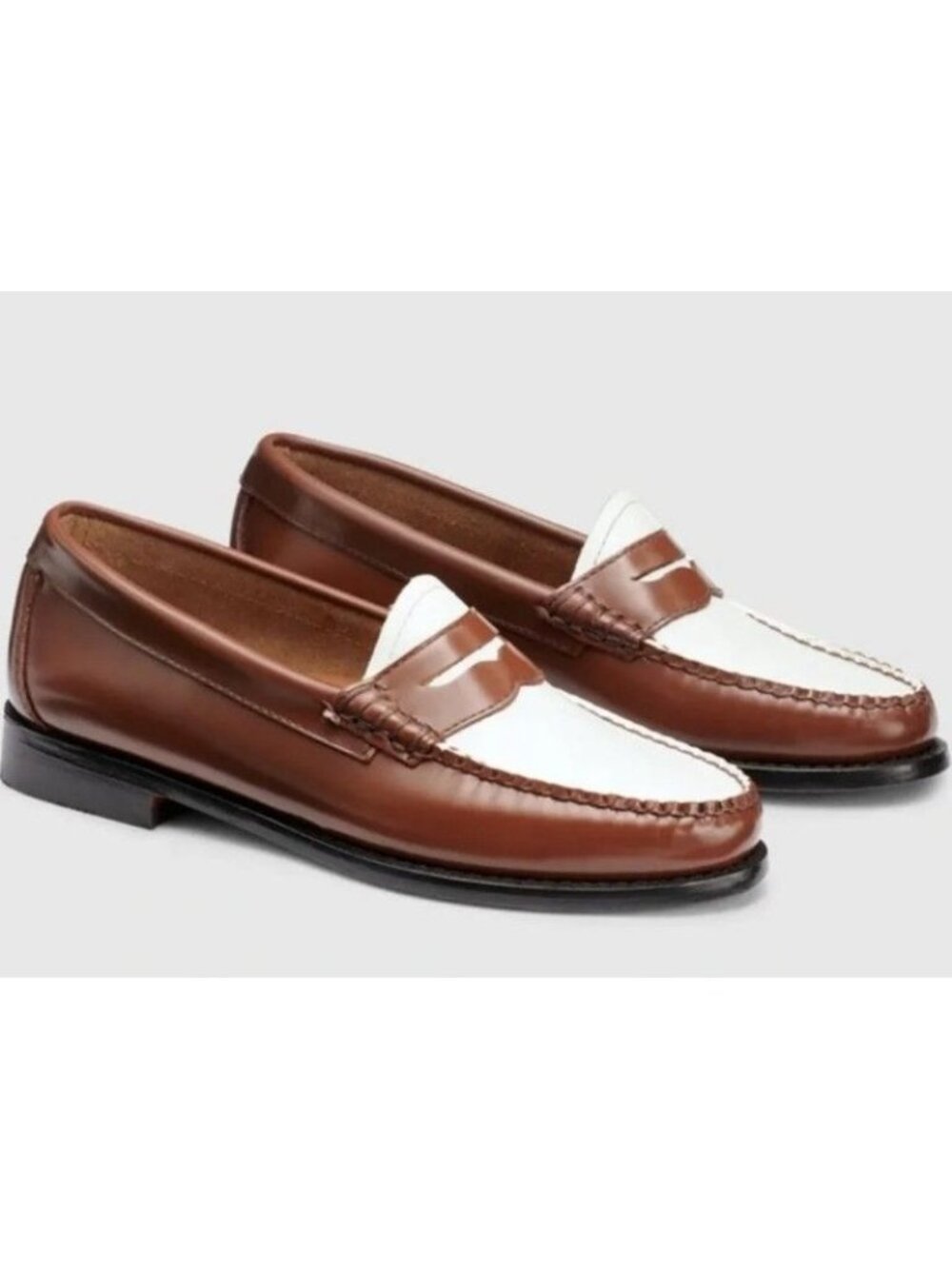G.H. Bass Weejuns Whitney Two Tone Brown White Penny Loafers Size 5.5 NEW